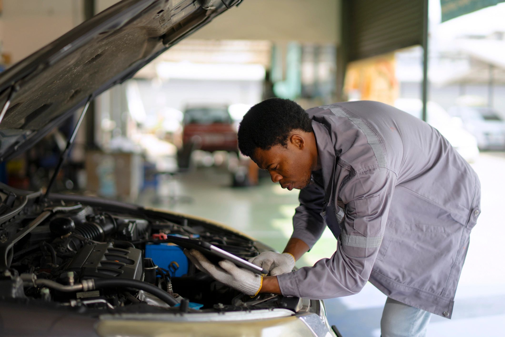 Auto service professional working in a workshop
